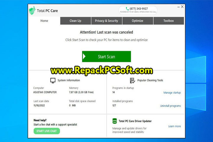 Total PC Care 7.5.0.0 Multilingual Free Download With Key