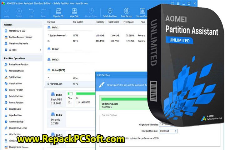 AOMEI Partition Assistant 9.6.1 Multilingual Free Download With Crack