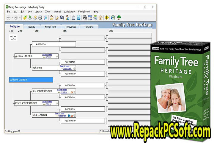 Family Tree Heritage Gold v16.0.11 Free Download 